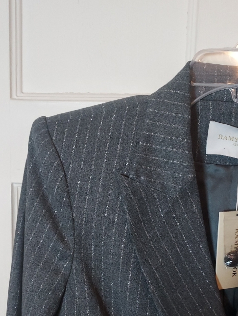 Ramy Brook Women's Collins Double-Breasted Metallic Pinstripe Blazer Size 8 - Picture 7 of 16